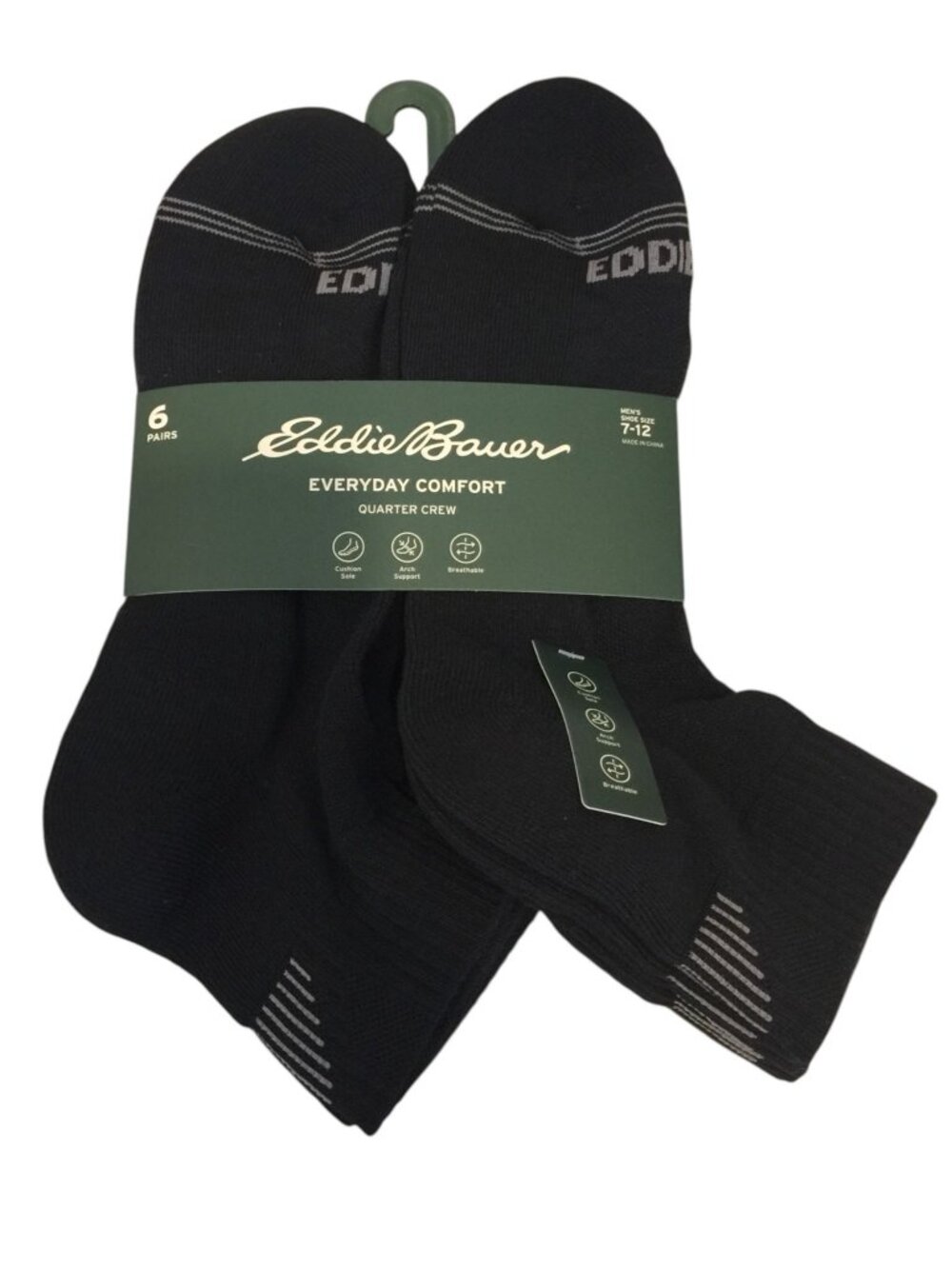 Eddie Bauer Men's 7-12 Everyday Comfort Black Set of 6